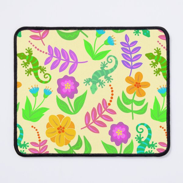 Item preview, Geckos and flowers on cream designed and sold by MarySchwindt.