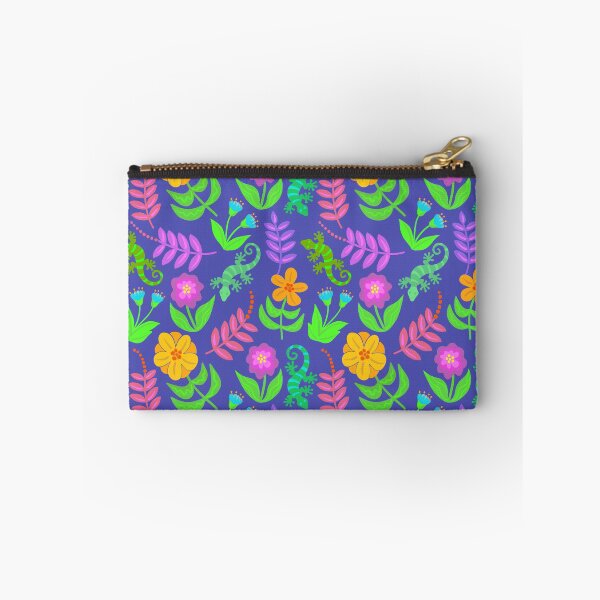 Item preview, Geckos and flowers on bright blue designed and sold by MarySchwindt.