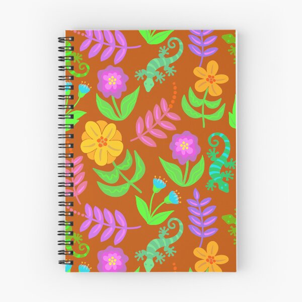 Item preview, Geckos and flowers on cinnamon background designed and sold by MarySchwindt.