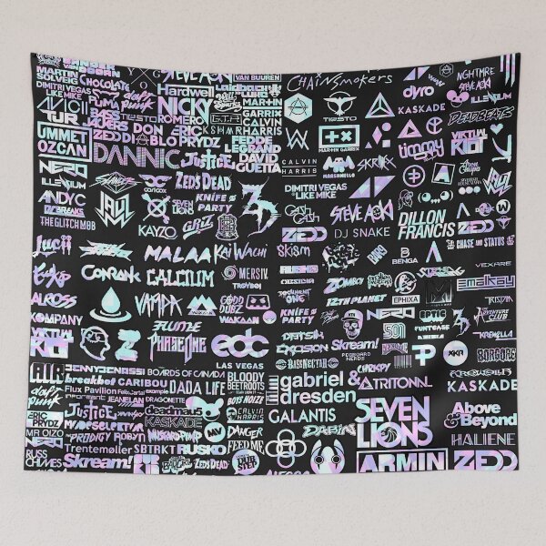 Item preview, EDM Life DJ Artist Logo Collage Holographic Festival Lineup Favorites  designed and sold by FestDrip.