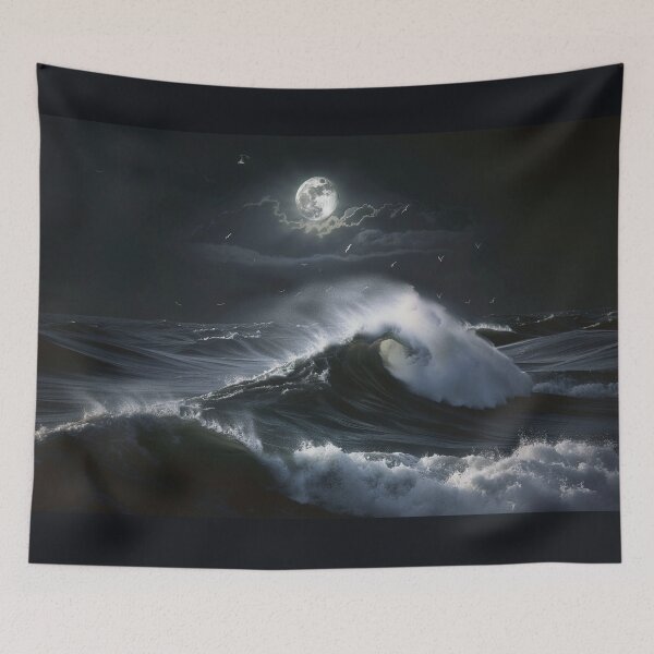 Item preview, Moonlit Midnight Wave: Silver Crest designed and sold by ArgentoArt.