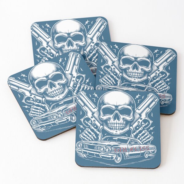 Item preview, Skull Rider with Dual Pistols and Classic Lowrider designed and sold by Sinister prints.