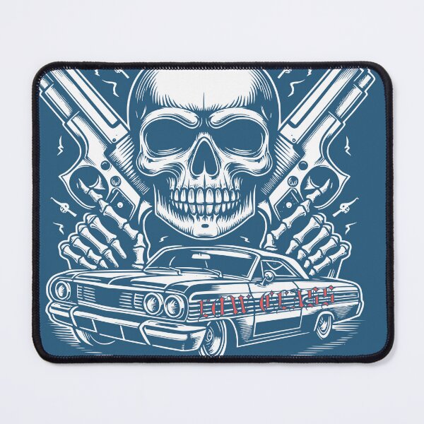 Item preview, Skull Rider with Dual Pistols and Classic Lowrider designed and sold by Sinister prints.