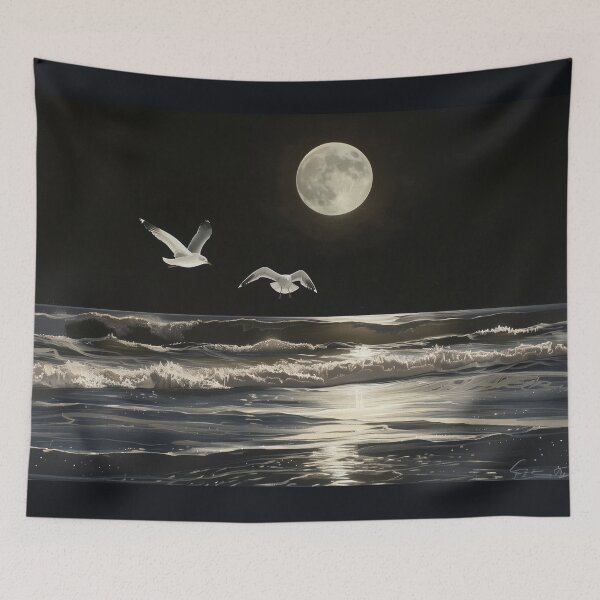 Item preview, Silver Nocturne: Gulls Over the Tidelight designed and sold by ArgentoArt.