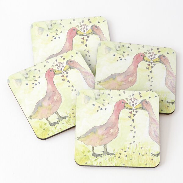 Item preview, Love a Duck Watercolour & Ink Cards Prints and Posters  designed and sold by Junomoon23.