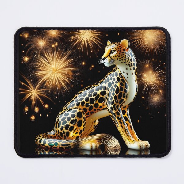 Item preview, "Enameled Cheetah in Gold Fireworks" designed and sold by LittlePaws2.