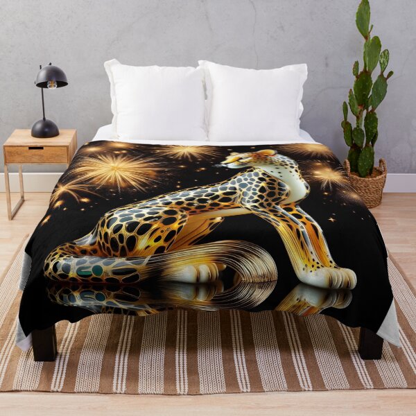 Item preview, "Enameled Cheetah in Gold Fireworks" designed and sold by LittlePaws2.