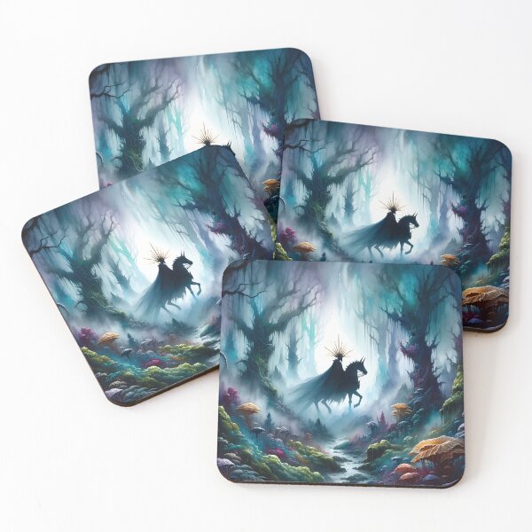 Item preview, Crowned Shadow Rider Dark Fantasy Horseman in Enchanted Mushroom Forest designed and sold by EntropyArts.