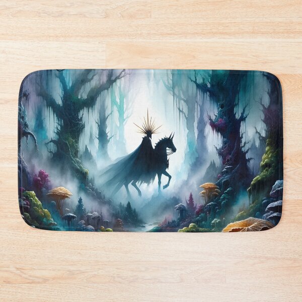 Item preview, Crowned Shadow Rider Dark Fantasy Horseman in Enchanted Mushroom Forest designed and sold by EntropyArts.