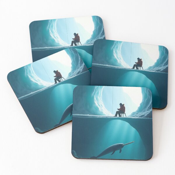 Item preview, THE GLACIER FISHERMAN - Serene Arctic Art for Nature Lovers & Peace Seekers, Ice Cavern Tranquility Poster designed and sold by Rilindi.
