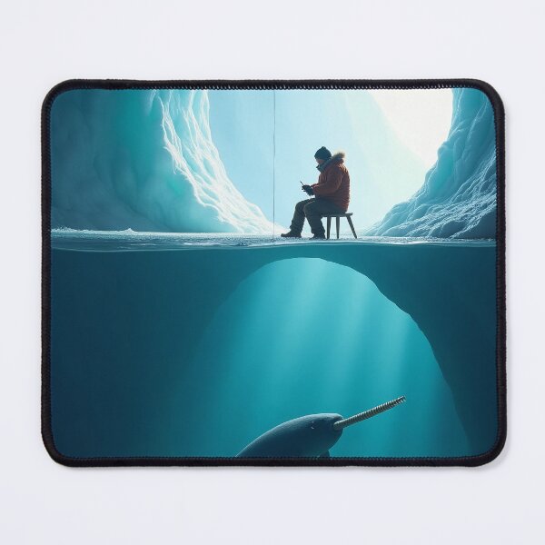 Item preview, THE GLACIER FISHERMAN - Serene Arctic Art for Nature Lovers & Peace Seekers, Ice Cavern Tranquility Poster designed and sold by Rilindi.