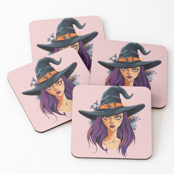Item preview, Cheeky witch – portrait with witch hat & purple hair designed and sold by Meiersbeste.