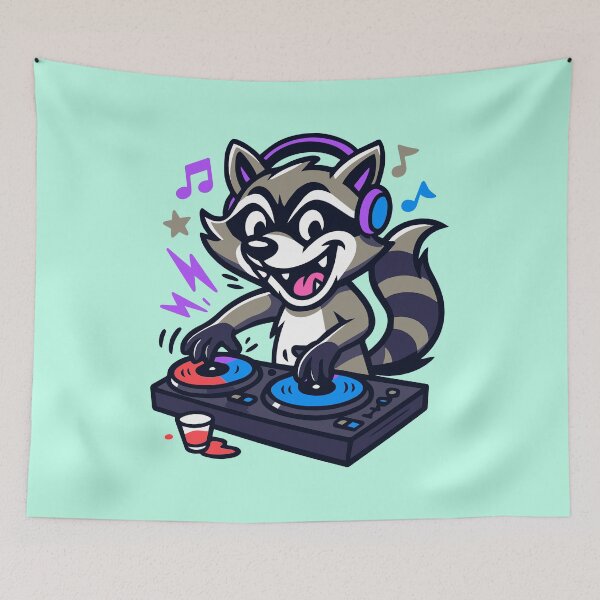 Item preview, DJ Raccoon Party Mixer designed and sold by SnappyPNG.