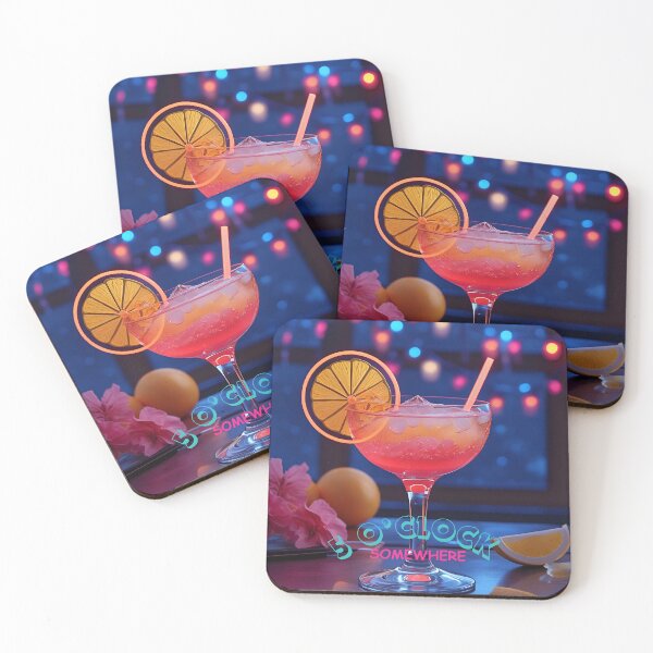 Item preview, It’s 5 O’Clock Somewhere – Colourful Tropical Cocktail Poster, Home Bar Wall Art, Summer Drinks Decor designed and sold by HOLIDAY DREAMING.