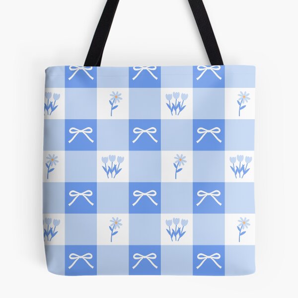 Item preview, Blue Gingham Pattern with Flowers and Bows designed and sold by KelseyNY.