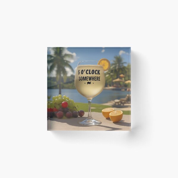 Item preview, It’s 5 O’Clock Somewhere – Tropical Wine Poster, Beach Vacation Wall Art, Home Bar Decor designed and sold by HOLIDAY DREAMING.