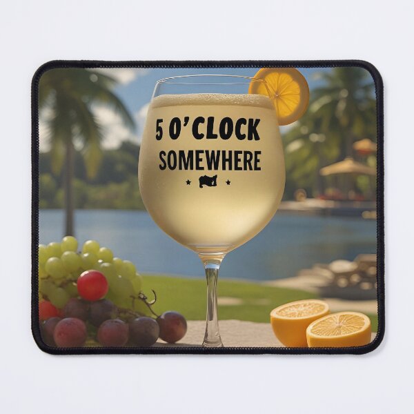 Item preview, It’s 5 O’Clock Somewhere – Tropical Wine Poster, Beach Vacation Wall Art, Home Bar Decor designed and sold by HOLIDAY DREAMING.