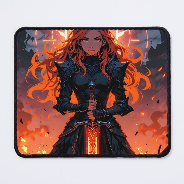 Item preview, Mystical warrior flaming sword red hair designed and sold by Ledsor.