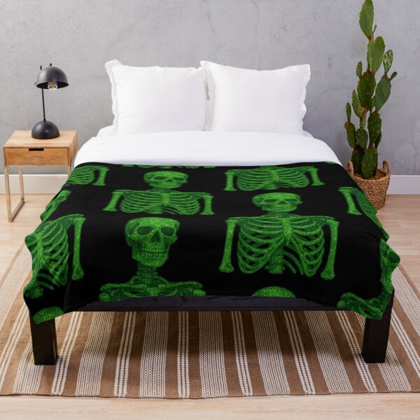 Artikelvorschau, Glitzerskelett – Neongrünes Halloween-Totenkopf-Design entworfen und verkauft von BloomOfDesign.