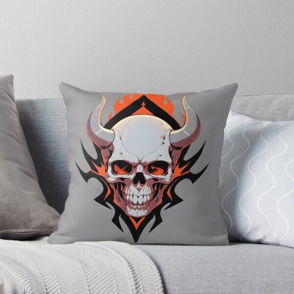 Item preview, Skull with horns, flames, demon designed and sold by Ledsor.