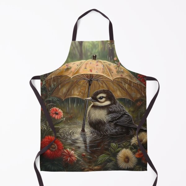 Item preview, Bird sitting in Puddle underneath Umbrella designed and sold by FlosArtPrintShop.