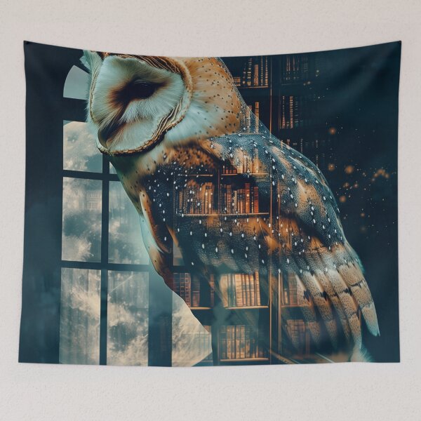 Item preview, Moonlit Archivist: Barn Owl by the Window designed and sold by ArgentoArt.