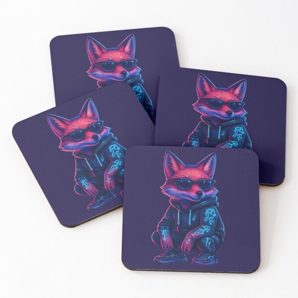 Item preview, fox with glowing circuit tattoos designed and sold by Creative.Shop.