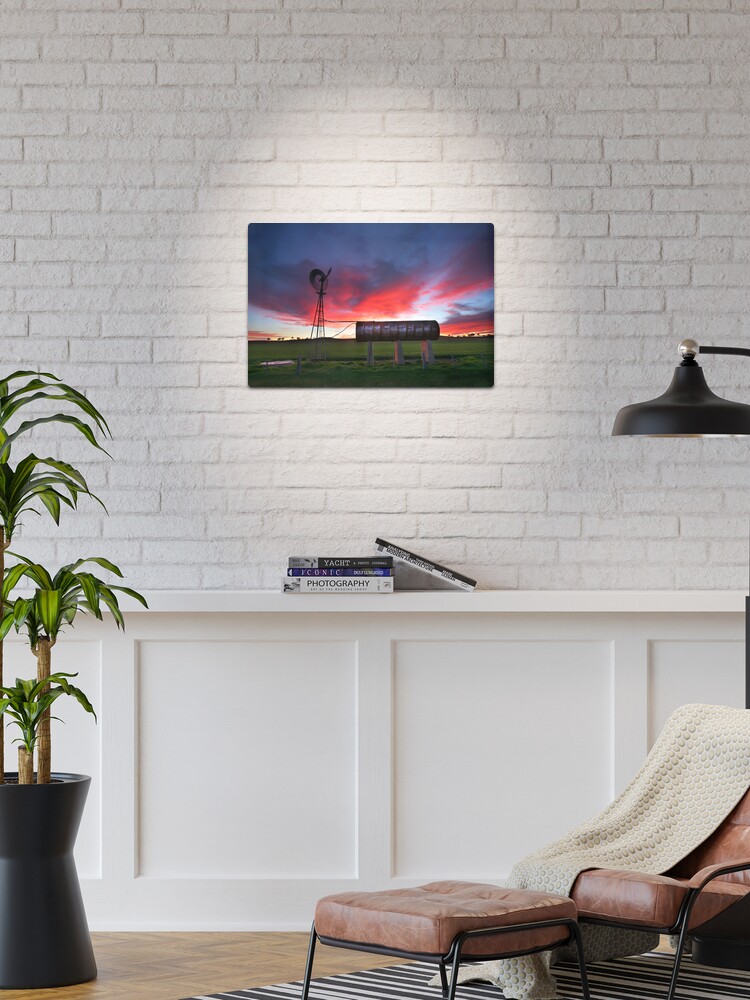 Thumbnail 1 of 4, Metal Print, Windmill Sunrise, Central Victoria, Australia designed and sold by Michael Boniwell.