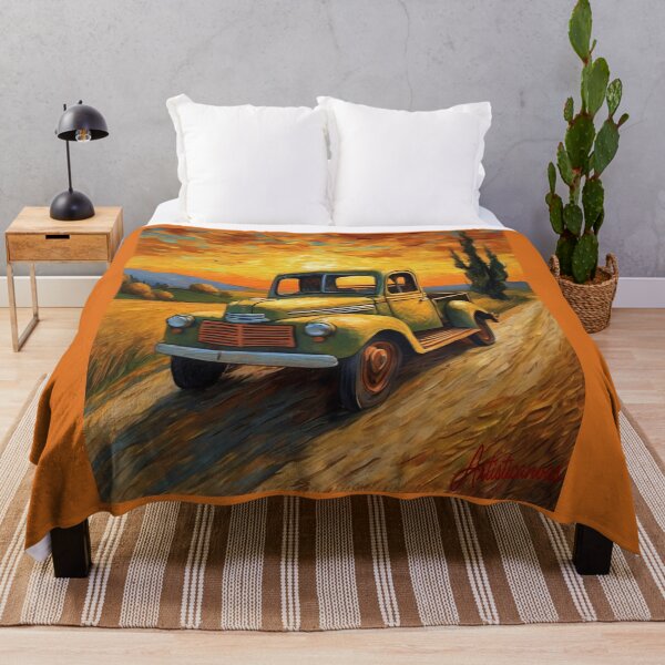 Artikelvorschau, "Oldtimer-Truck auf einer Landfahrt bei Sonnenuntergang" entworfen und verkauft von Artisticanvas.