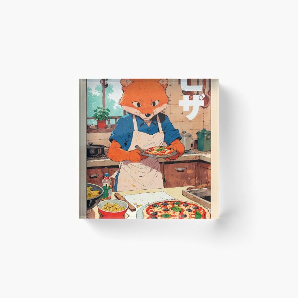 Item preview, Fox Making Pizza Retro Poster designed and sold by VayzStudio.
