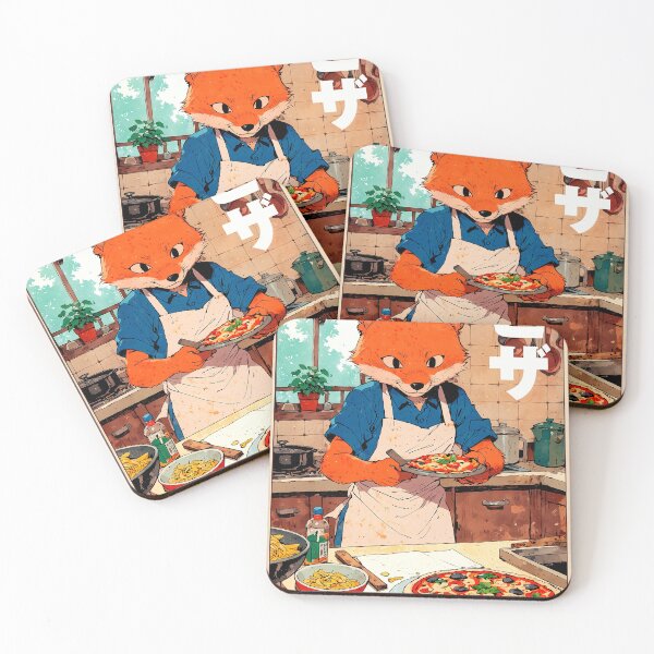 Item preview, Fox Making Pizza Retro Poster designed and sold by VayzStudio.