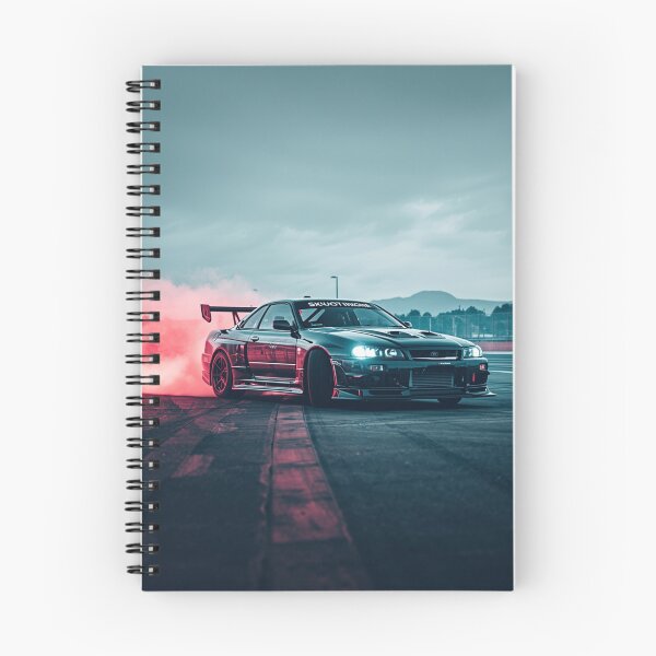 Item preview, Drift Car con humo rojo en curva noctura designed and sold by Gabrielasmar Automotive art.