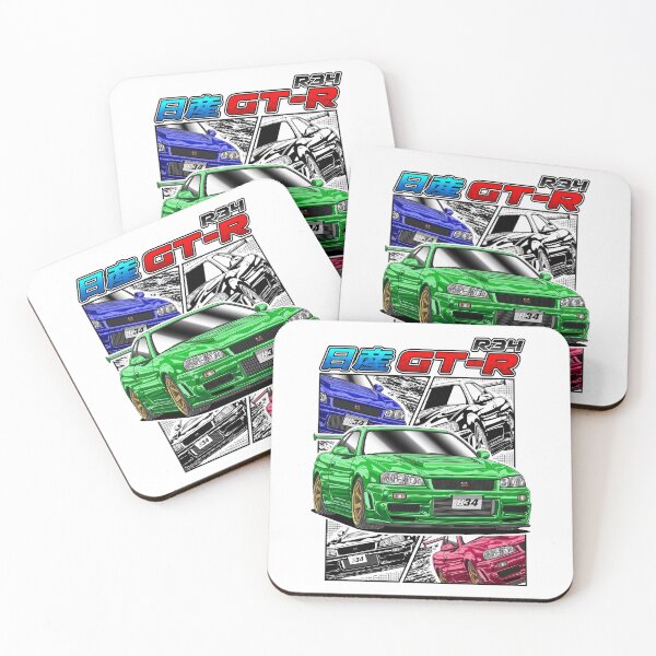 Item preview, R34 GT-R Retro Manga Style Car Art designed and sold by JDM Guyvit.