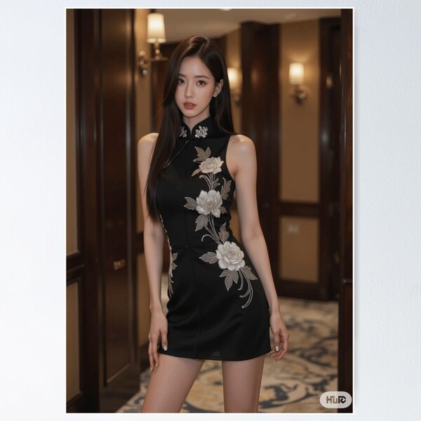 Item preview, Black Cheongsam Elegance — Hotel Lounge (Poster) designed and sold by SEIMEI2025.