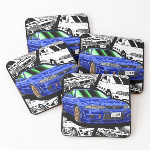 Item preview, Blue R33 GT-R Retro Manga Style Car Art designed and sold by JDM Guyvit.