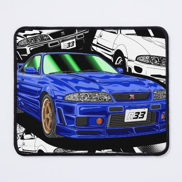 Item preview, Blue R33 GT-R Retro Manga Style Car Art designed and sold by JDM Guyvit.