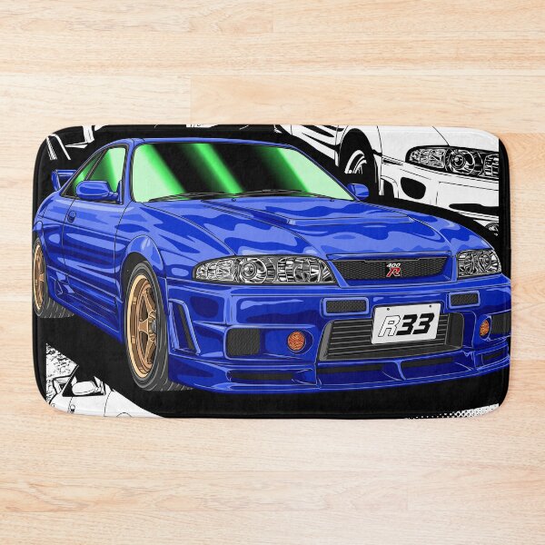 Item preview, Blue R33 GT-R Retro Manga Style Car Art designed and sold by JDM Guyvit.