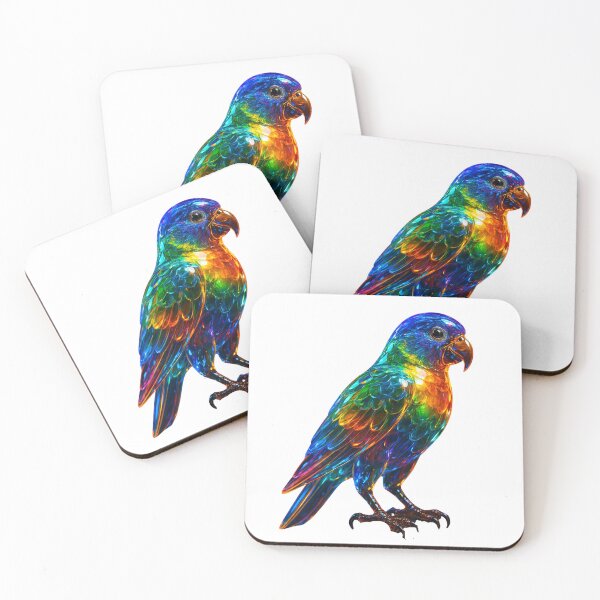 Item preview, Vibrant Rainbow Parrot Art – Colorful Glass Effect Bird designed and sold by GloriousArtSKD.