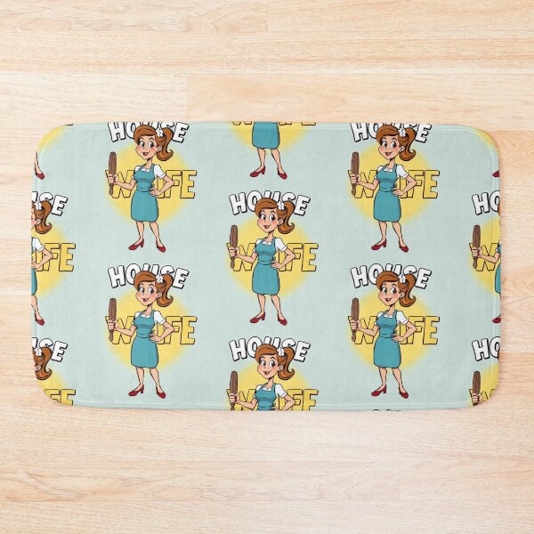 Item preview, Funny Housewife Apron Rolling Pin Design – Retro Artistic "House Wife" Print designed and sold by Tiwtiws.