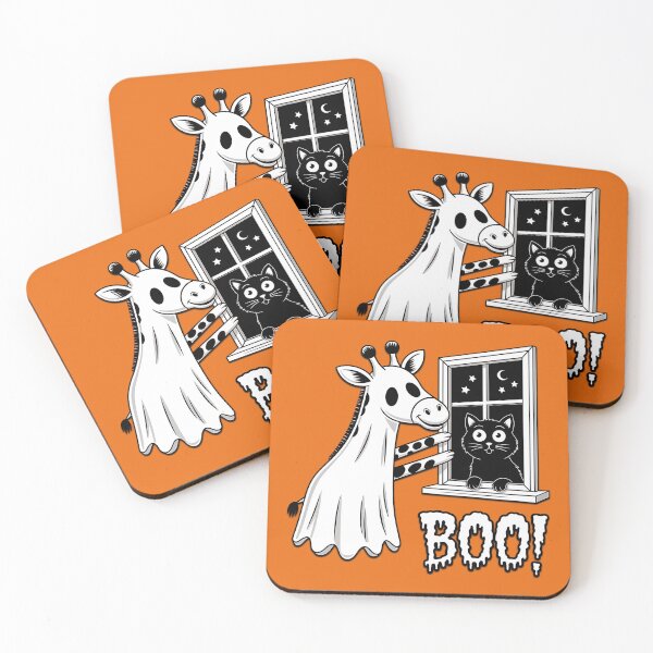 Item preview, Colorful Roller Skating Ghost Giraffe – Funny Halloween Art designed and sold by LunaSpellStudio.