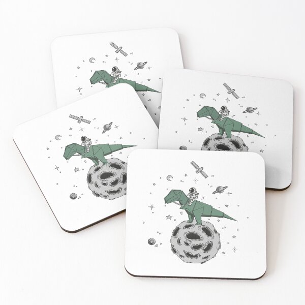 Item preview, Astronaut riding a paper dinosaur walking on a meteorite designed and sold by notorius12.