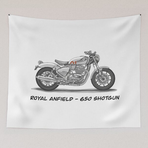 Item preview, Drawing of Vintage Classic Motorbike Royal Anfield 650 Shotgun designed and sold by GaalArt.