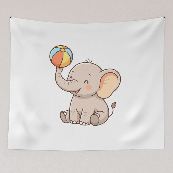 Item preview, Cute Baby Elephant Playing with Ball designed and sold by KPArtzaaany.