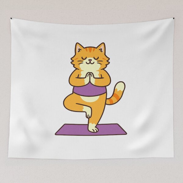 Item preview, Cute Orange Cat Practicing Yoga Pose designed and sold by KPArtzaaany.