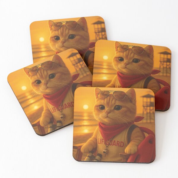 Item preview, funny cat, lifeguard on the beach designed and sold by Mauswohn.