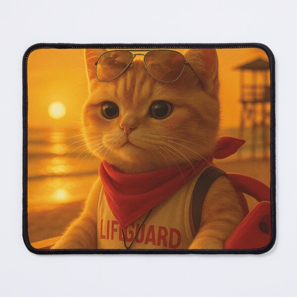 Item preview, funny cat, lifeguard on the beach designed and sold by Mauswohn.