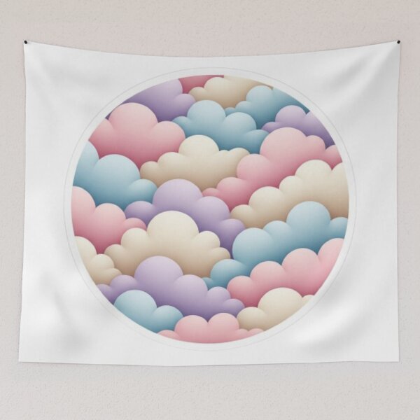 Item preview, Pastel Clouds Circle Dreamy Aesthetic Sticker designed and sold by EverMuse_0_0.