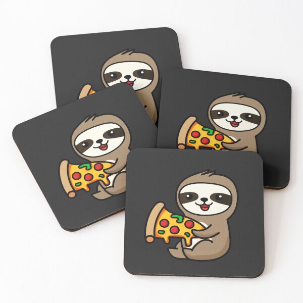 Item preview, Funny Kawaii Chibi Sloth with Pizza – Cute Cartoon Sloth Illustration designed and sold by ColorSplash123.