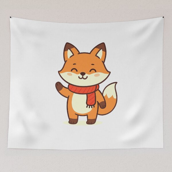 Item preview, Cute Fox Wearing Red Scarf designed and sold by KPArtzaaany.