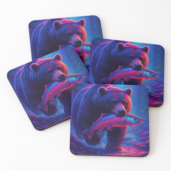 Item preview, A bear in the river with a salmon in its mouth designed and sold by BreakingWorse.